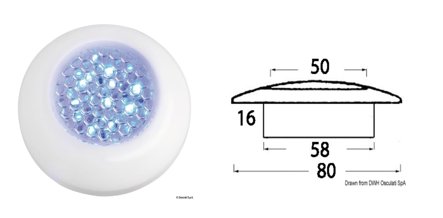 ΠΛΑΦΟΝΙΕΡΑ 9 LEDS 12V ΠΛΑΣΤ ΜΠΛΕ 80mm