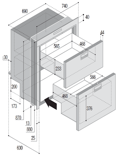 ΨΥΓΕΙΟΚΑΤΑΨΥΚΤΗΣ DW210 DTX SL 12/24V 182L