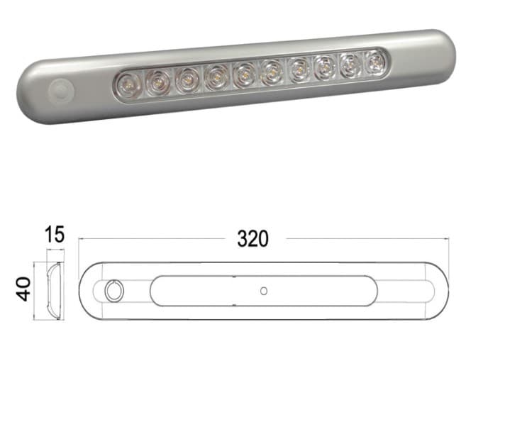 ΠΛΑΦΟΝΙΕΡΑ ΧΡΩΜΕ 10LED 12V 320x40mm
