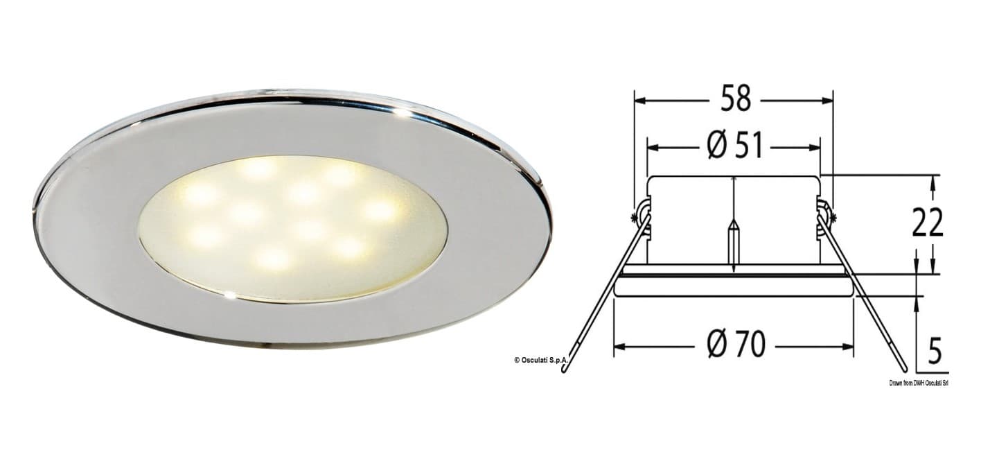 ΠΛΑΦΟΝΙΕΡΑ INOX ΧΩΝ. 12/24V 70mm ΜΕ ΔΙΑΚ.